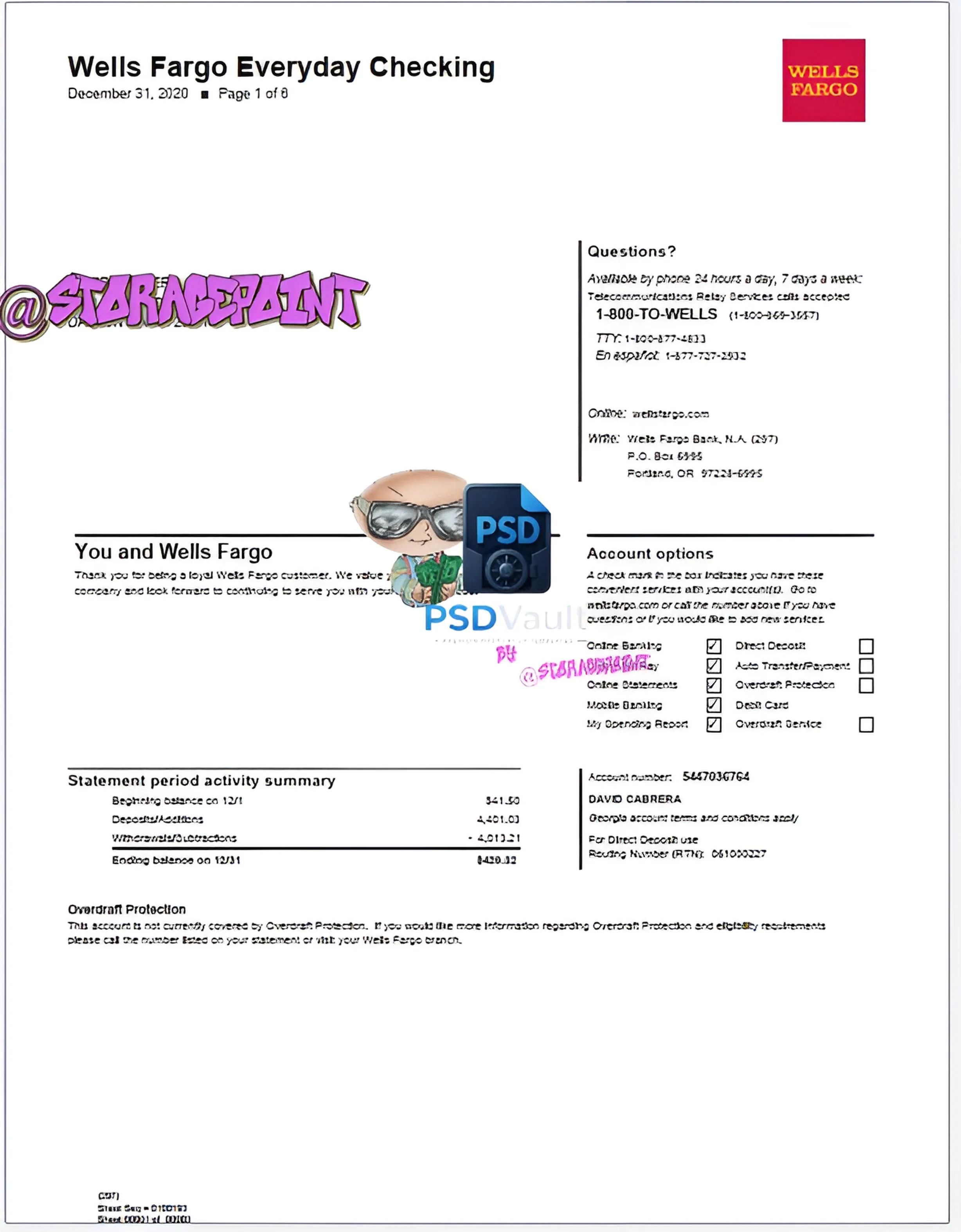 ☄️WELLS FARO BANK STATEMENT  HIGH QUALITY☄️