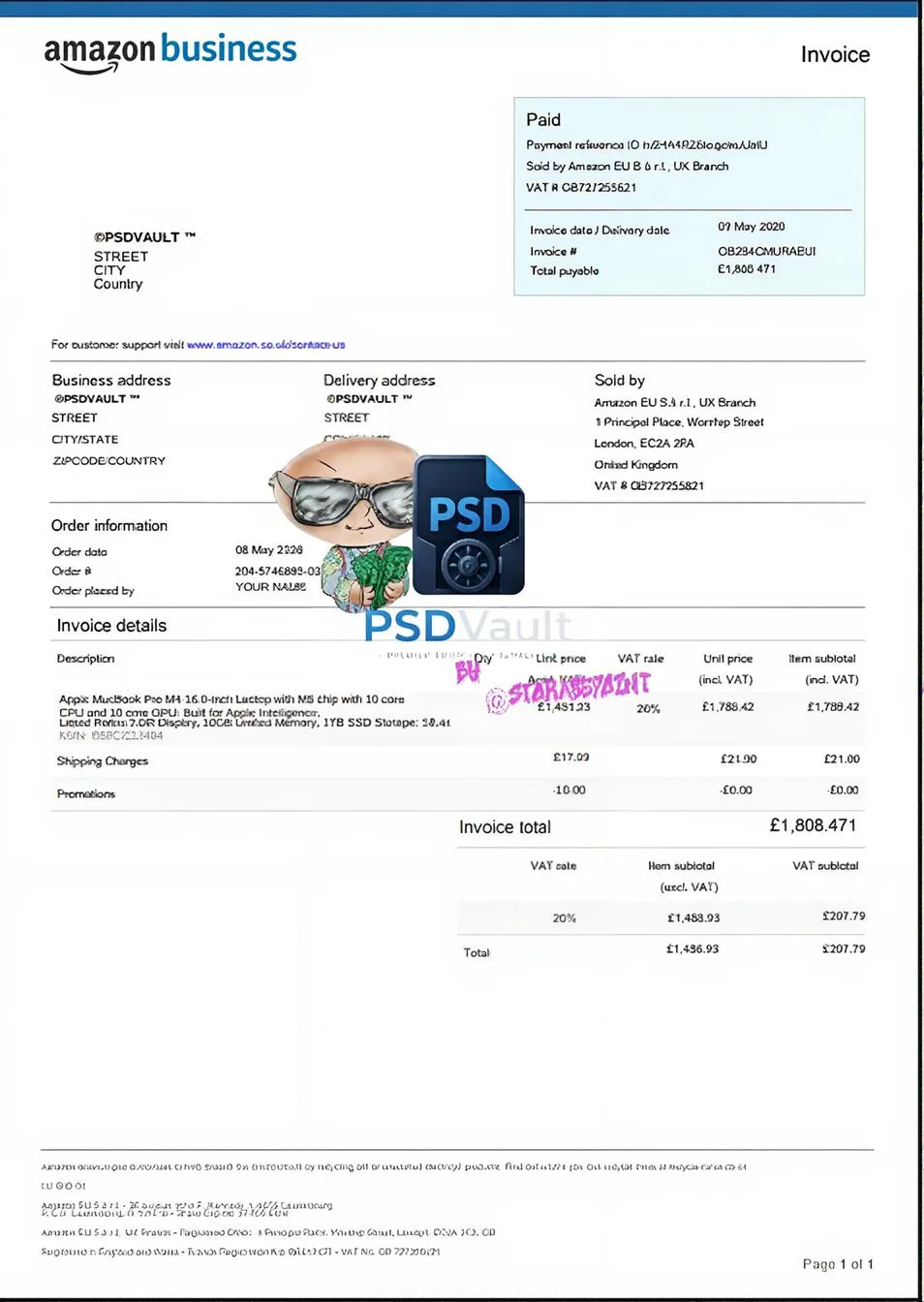 ☄️Amazon Business Uk Bill V1 PDF TEMPLATE HQ☄️