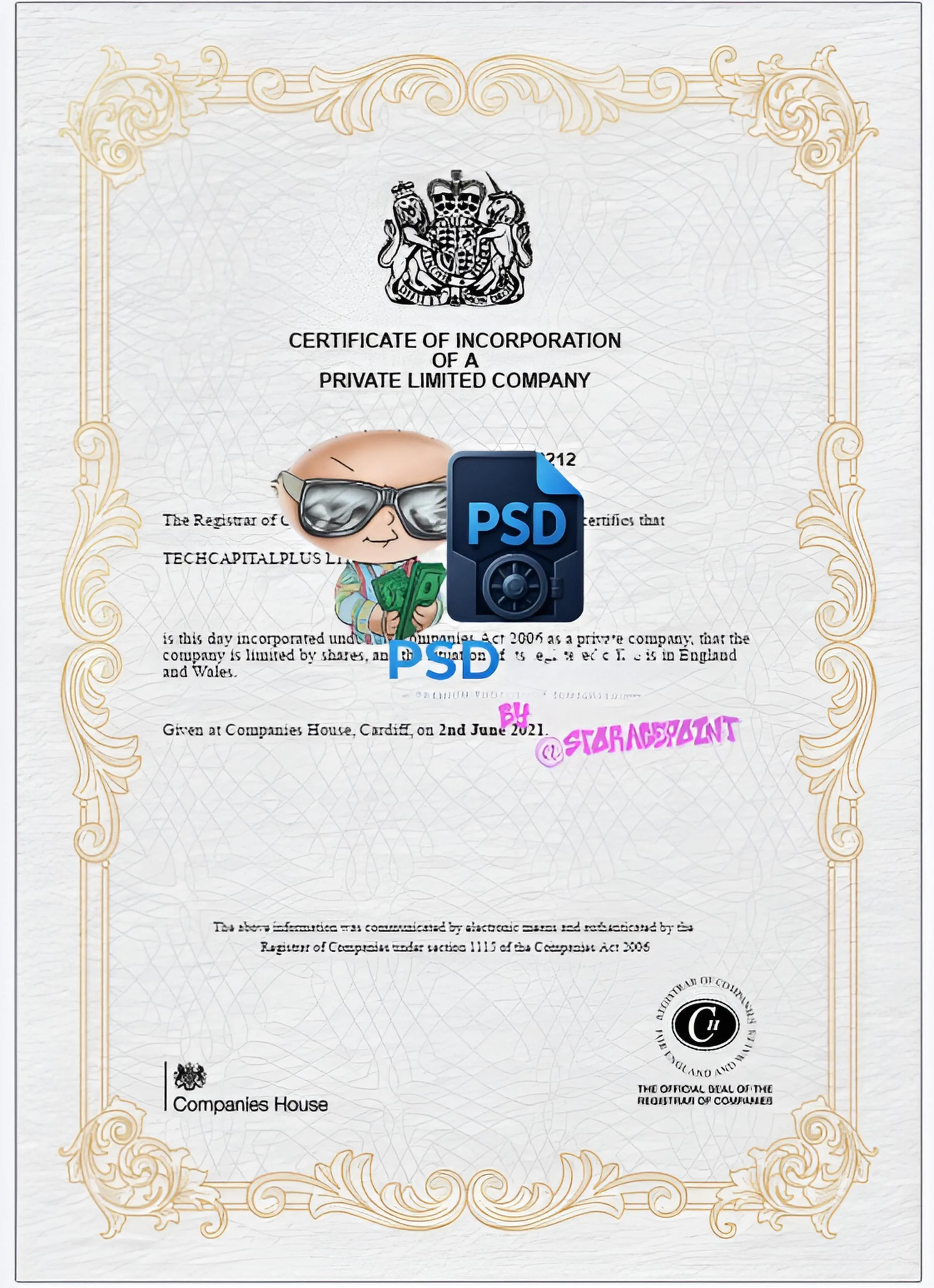 ☄️Certificate of Incorporation UK TEMPLATE HQ ☄️
